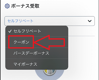 リストを展開したうえで「クーポン」を選択