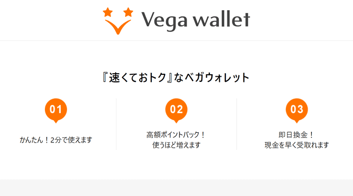 ポイントバックシステムがあるVega Wallet